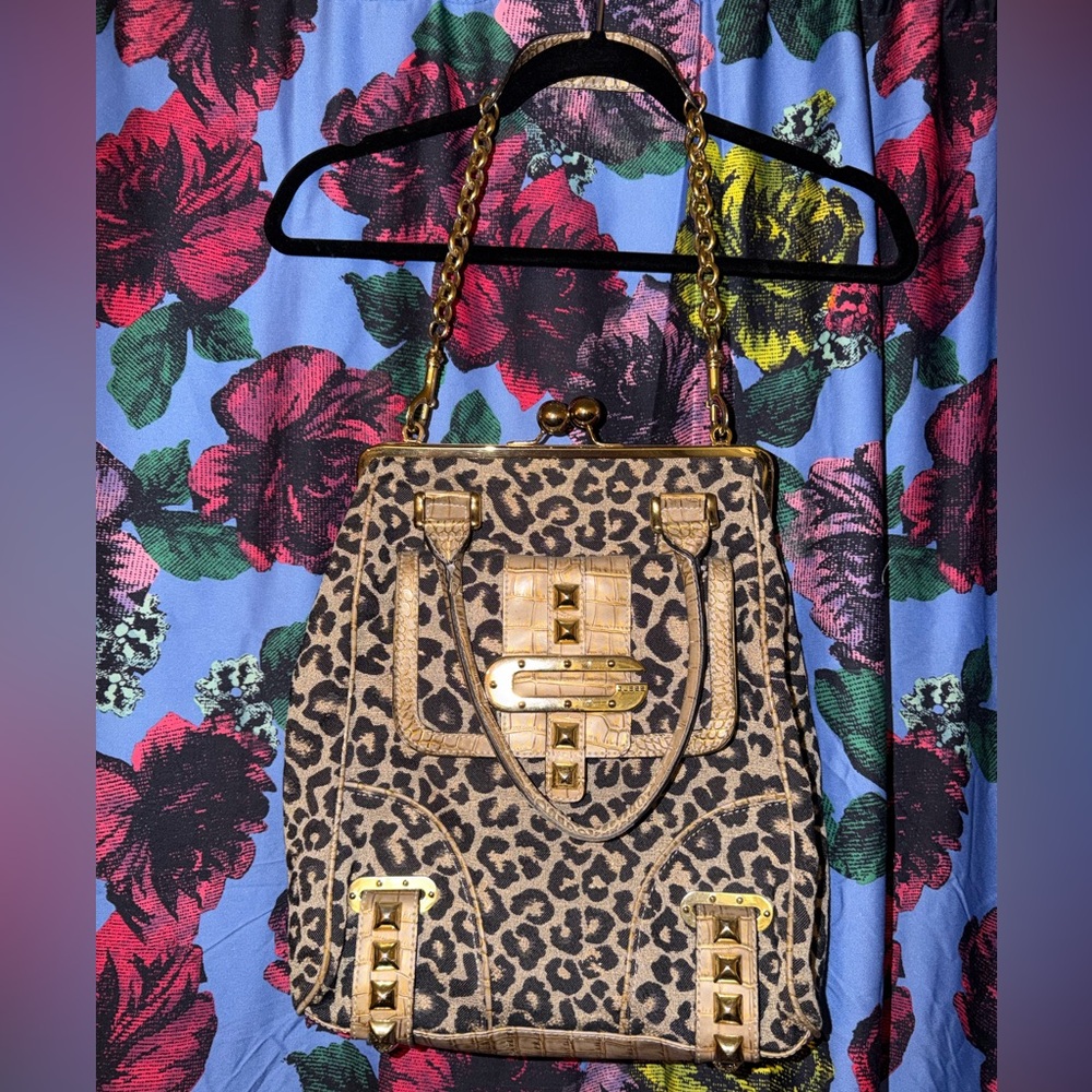 Guess Leopard Print Large Bag with Gold Details